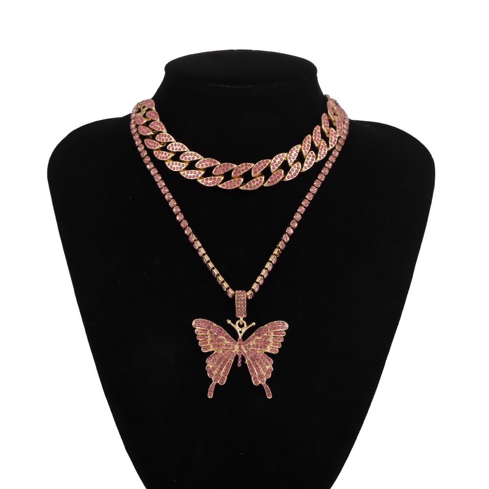 Exaggerated micro- set rhinestone necklace
